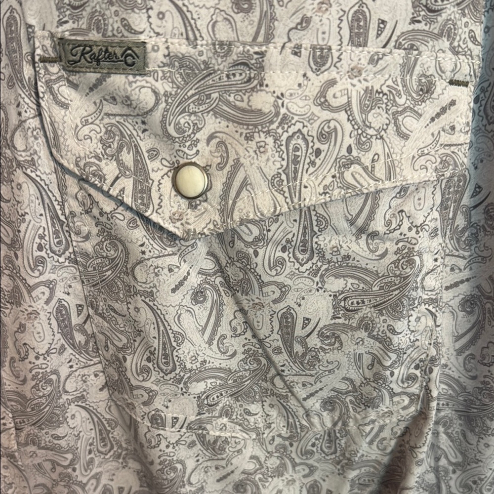 NWT Rafter C Outdoors Gray Size XL Western Paisley Pearl Snap Long Sleeve Shirt - Picture 3 of 8